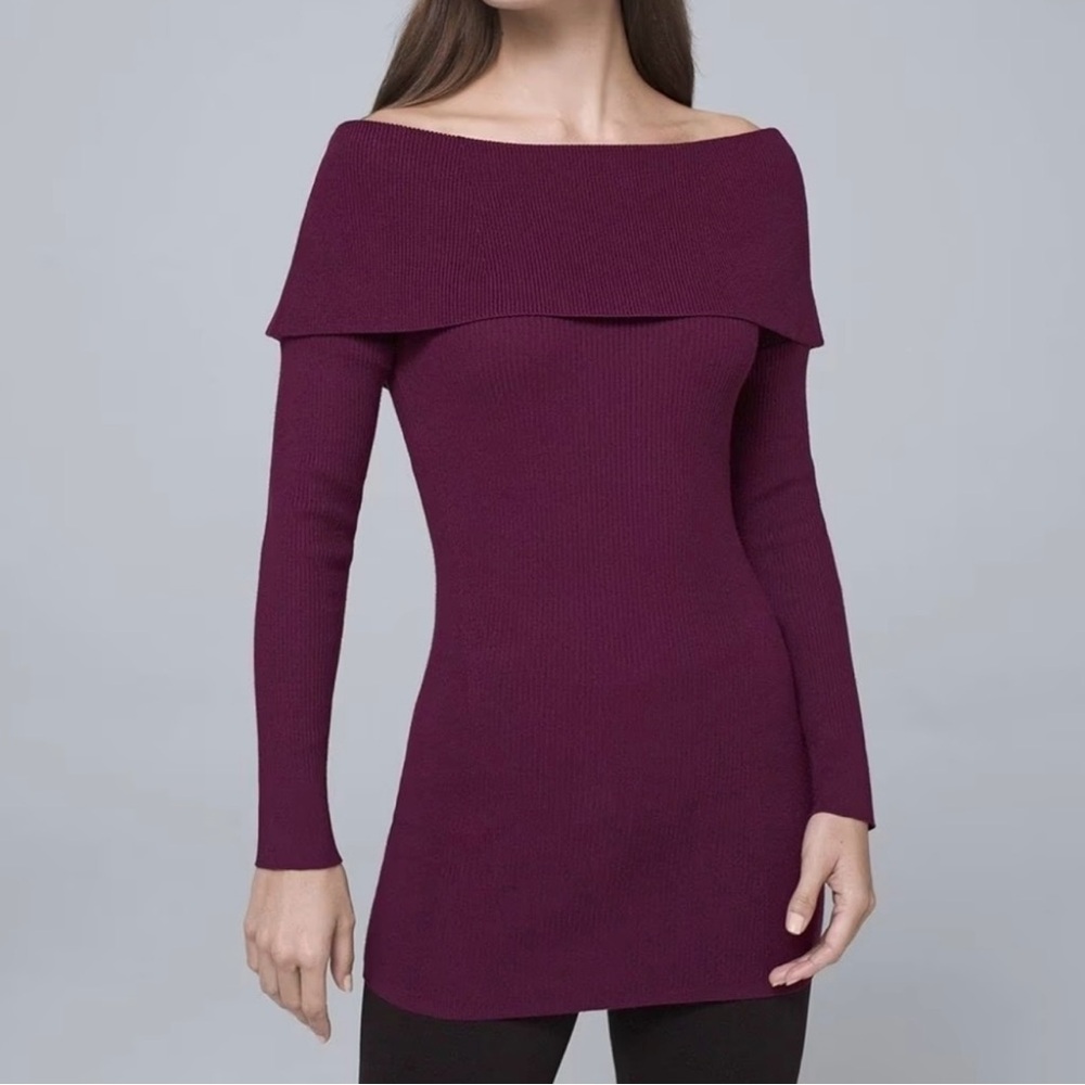 NWT White House Black Market plum bow back sweater size small